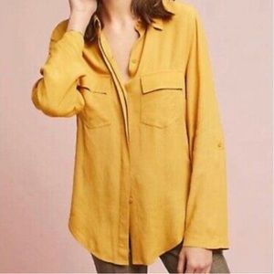 Anthropologie Yellow Button Down Blouse